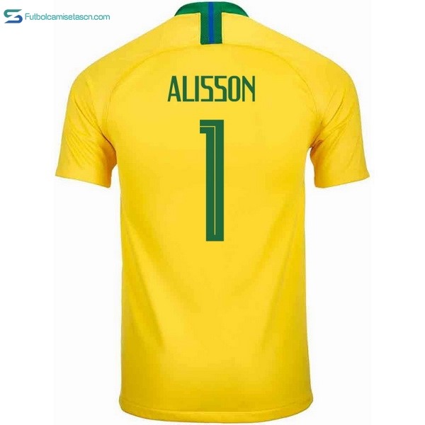 Camiseta Brasil 1ª Alisson 2018 Amarillo